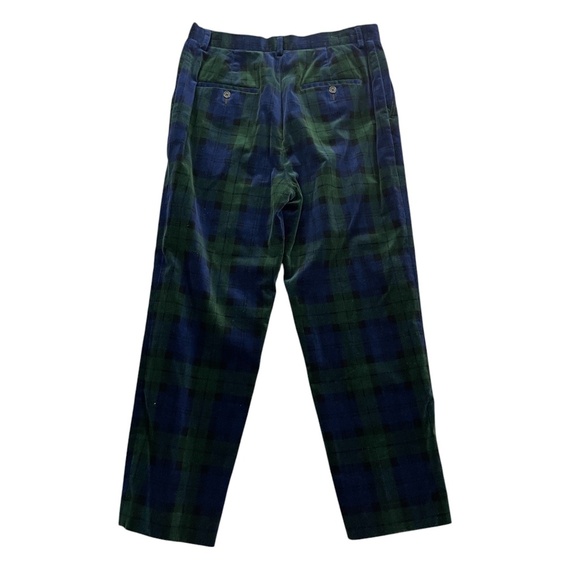 Lauren Ralph Lauren 10 Plaid Green Blue Velour Pants 100% Cotton Zipper - Picture 5 of 5